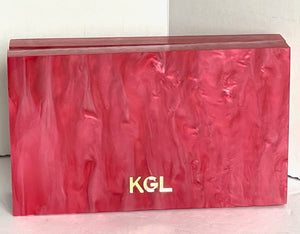 Kurt Geiger Clutch Pink Lipstick Crossbody Box Chain Shoulder Bag Glitter