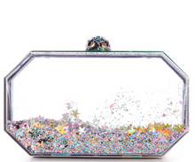 Load image into Gallery viewer, Kurt Geiger Clutch Womens Clear Glitter Shoulder Bag Acrylic Chain Strap Small