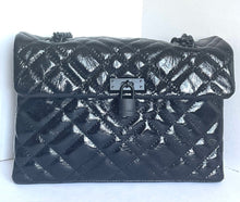 Load image into Gallery viewer, Kurt Geiger Crossbody Womens Black Large Brixton Lock Drench Quilted Leather Bag