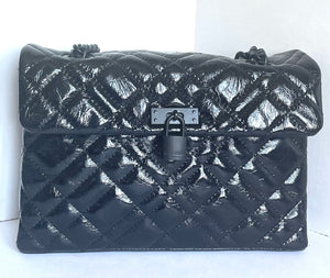 Kurt Geiger Crossbody Womens Black Large Brixton Lock Drench Quilted Leather Bag