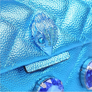 Kurt Geiger Crossbody Womens Blue Mini Kensington Crystal Drench Quilted Bag