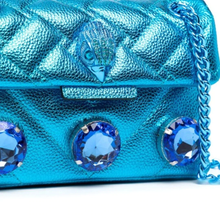 Load image into Gallery viewer, Kurt Geiger Crossbody Womens Blue Mini Kensington Crystal Drench Quilted Bag