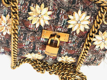 Load image into Gallery viewer, Kurt Geiger Crossbody Womens Small Brown Mini Brixton Lock Crystal Flower Tweed