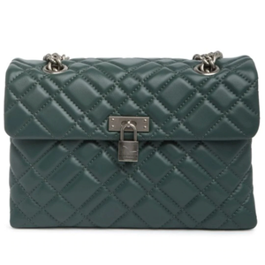Kurt Geiger Large Brixton Crossbody Womens Green Leather Lock Quilted Bag