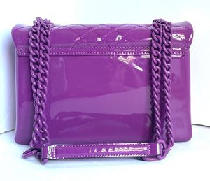 Kurt Geiger Large Brixton Crossbody Womens Lock Purple Drench Patent Leather