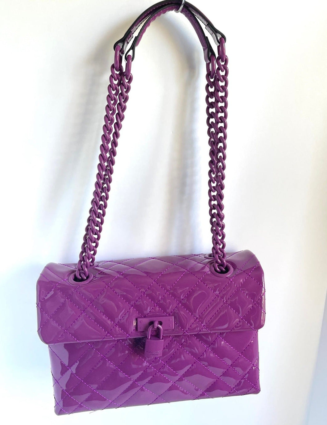 Kurt Geiger Large Brixton Crossbody Womens Lock Purple Drench Patent Leather