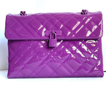 Load image into Gallery viewer, Kurt Geiger Large Brixton Crossbody Womens Lock Purple Drench Patent Leather