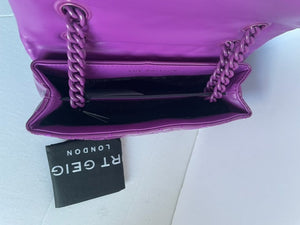 Kurt Geiger Large Brixton Crossbody Womens Lock Purple Drench Patent Leather