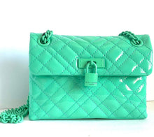 Load image into Gallery viewer, Kurt Geiger Mini Brixton Crossbody Blue Lock Drench Patent Leather Shoulder Bag