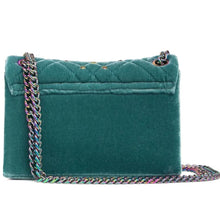 Load image into Gallery viewer, Kurt Geiger Mini Brixton Crossbody Womens Blue Velvet Lock Quilted Beaded Teal