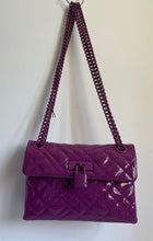 Load image into Gallery viewer, Kurt Geiger Mini Brixton Crossbody Womens Purple Drench Leather Lock Patent Bag