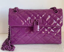 Load image into Gallery viewer, Kurt Geiger Mini Brixton Crossbody Womens Purple Drench Leather Lock Patent Bag