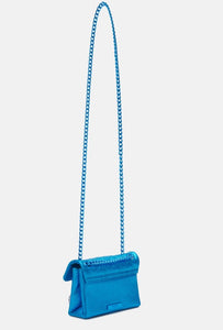 Kurt Geiger Mini Kensington Crossbody Womens Blue Crystal Leather Drench Quilted Bag