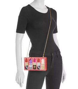 Kurt Geiger Women’s Lipstick Crossbody Box Pink Clutch Chain Shoulder Bag