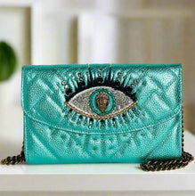 Load image into Gallery viewer, Kurt Geiger Kensington Clutch Crossbody Blue Eye Quilted Leather Wallet Chain