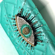 Load image into Gallery viewer, Kurt Geiger Kensington Clutch Crossbody Blue Eye Quilted Leather Wallet Chain
