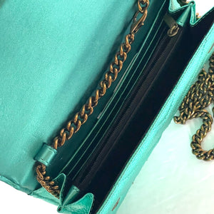 Kurt Geiger Kensington Clutch Crossbody Blue Eye Quilted Leather Wallet Chain