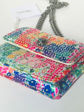 Load image into Gallery viewer, Colorful floral-patterned handbag with a chain strap on a white background
