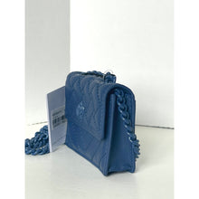 Load image into Gallery viewer, Blue handbag with chain detail on a white background