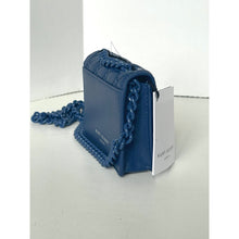 Load image into Gallery viewer, Blue handbag with chain detail on a white background