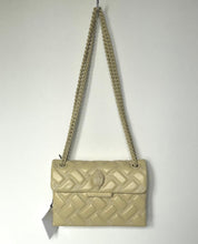 Load image into Gallery viewer, Beige quilted handbag with chain strap on a white background