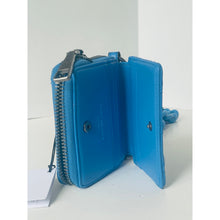 Load image into Gallery viewer, Kurt Geiger Small Flap Wallet on Chunky Chain Crossbody Blue Leather