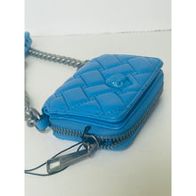Load image into Gallery viewer, Kurt Geiger Small Flap Wallet on Chunky Chain Crossbody Blue Leather