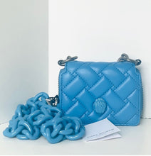 Load image into Gallery viewer, Kurt Geiger Small Flap Wallet on Chunky Chain Crossbody Blue Leather