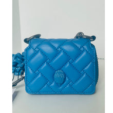 Load image into Gallery viewer, Kurt Geiger Small Flap Wallet on Chunky Chain Crossbody Blue Leather
