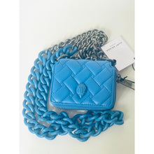 Load image into Gallery viewer, Kurt Geiger Small Flap Wallet on Chunky Chain Crossbody Blue Leather