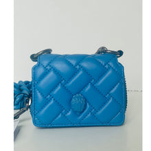 Load image into Gallery viewer, Kurt Geiger Small Flap Wallet on Chunky Chain Crossbody Blue Leather