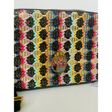 Load image into Gallery viewer, Kurt Geiger Small Kensington Gold Textile Camera Bag Crystal Eagle Crossbody