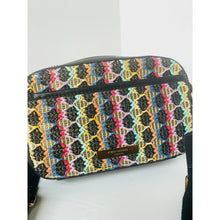 Load image into Gallery viewer, Kurt Geiger Small Kensington Gold Textile Camera Bag Crystal Eagle Crossbody