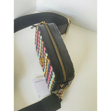 Load image into Gallery viewer, Kurt Geiger Small Kensington Gold Textile Camera Bag Crystal Eagle Crossbody