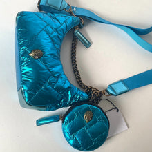 Load image into Gallery viewer, Blue quilted handbag with matching coin purse on a white background