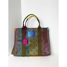 Load image into Gallery viewer, Multicolored tote bag with a pattern on a white background