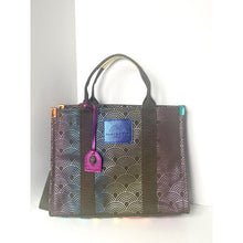Load image into Gallery viewer, Patterned tote bag with decorative elements on a white background