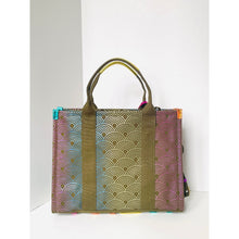 Load image into Gallery viewer, Tote bag with geometric pattern on a white background