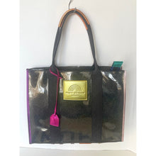 Load image into Gallery viewer, Clear handbag with gold tag and pink tag on a white background