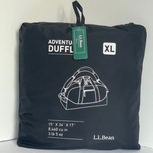 LL Bean Adventure Duffle Extra Large Black Nylon Water Resistant Tote Bag Rugged