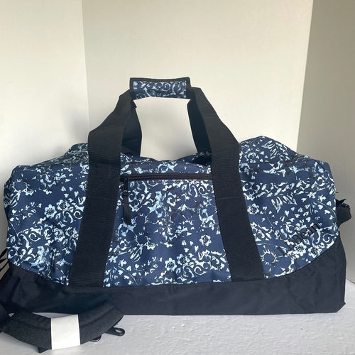 LL Bean Adventure Duffle Large Blue Nylon Water Resistant Bag Nautical Patchwork