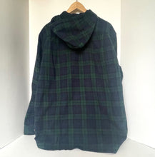 Load image into Gallery viewer, Green plaid jacket on a hanger against a white background