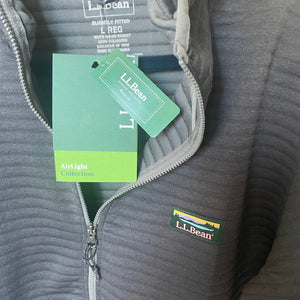 LL Bean Mens Airlight Knit Half-Zip Hoodie Large Gray Performance UV Wicking