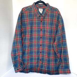 LL Bean Mens Scotch Plaid Flannel Shirt XXL Blue Tartan Cotton Button Down Cozy