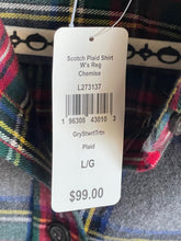 Load image into Gallery viewer, LL Bean Shirt Womens Large Scotch Plaid Flannel Gray Tartan Relaxed Cotton