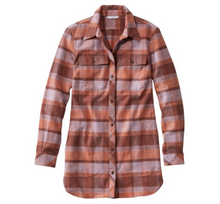 Load image into Gallery viewer, Plaid shirt with brown and beige pattern on a white background