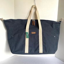 Load image into Gallery viewer, LL Bean Utility Weekender Duffle Extra Large Blue Waxed Tote Bag Lightweight