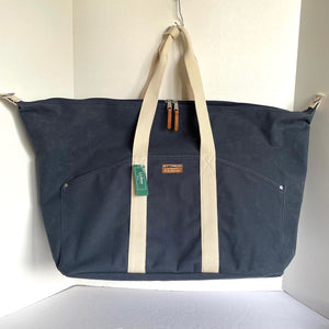 LL Bean Utility Weekender Duffle Extra Large Blue Waxed Tote Bag Lightweight