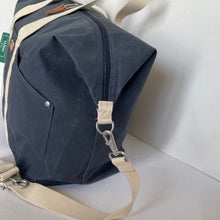 Load image into Gallery viewer, LL Bean Utility Weekender Duffle Extra Large Blue Waxed Tote Bag Lightweight