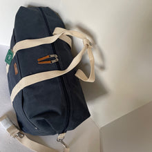 Load image into Gallery viewer, LL Bean Utility Weekender Duffle Extra Large Blue Waxed Tote Bag Lightweight